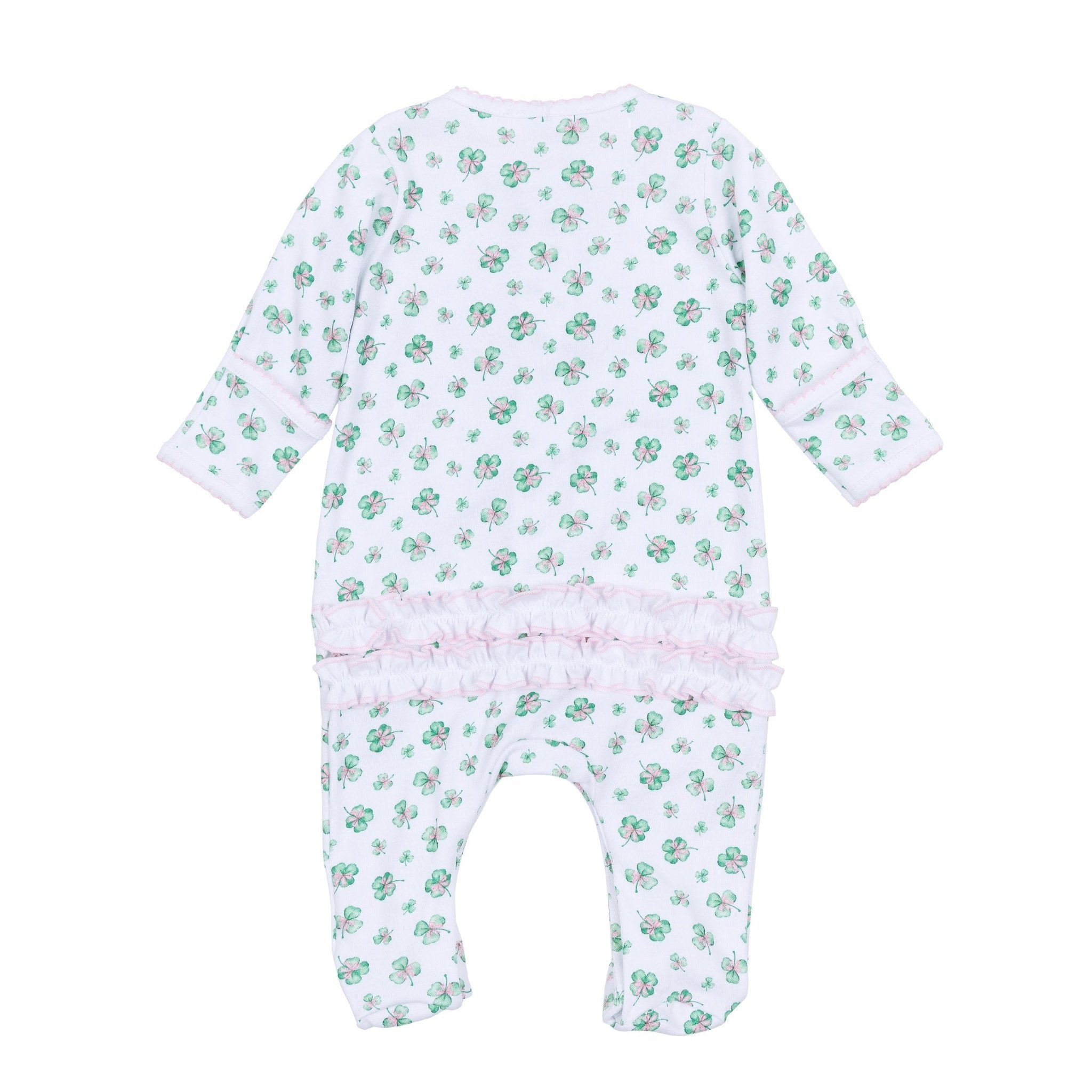 Lucky Little Ones Printed Ruffle Footie - Pink - Magnolia BabyFootie