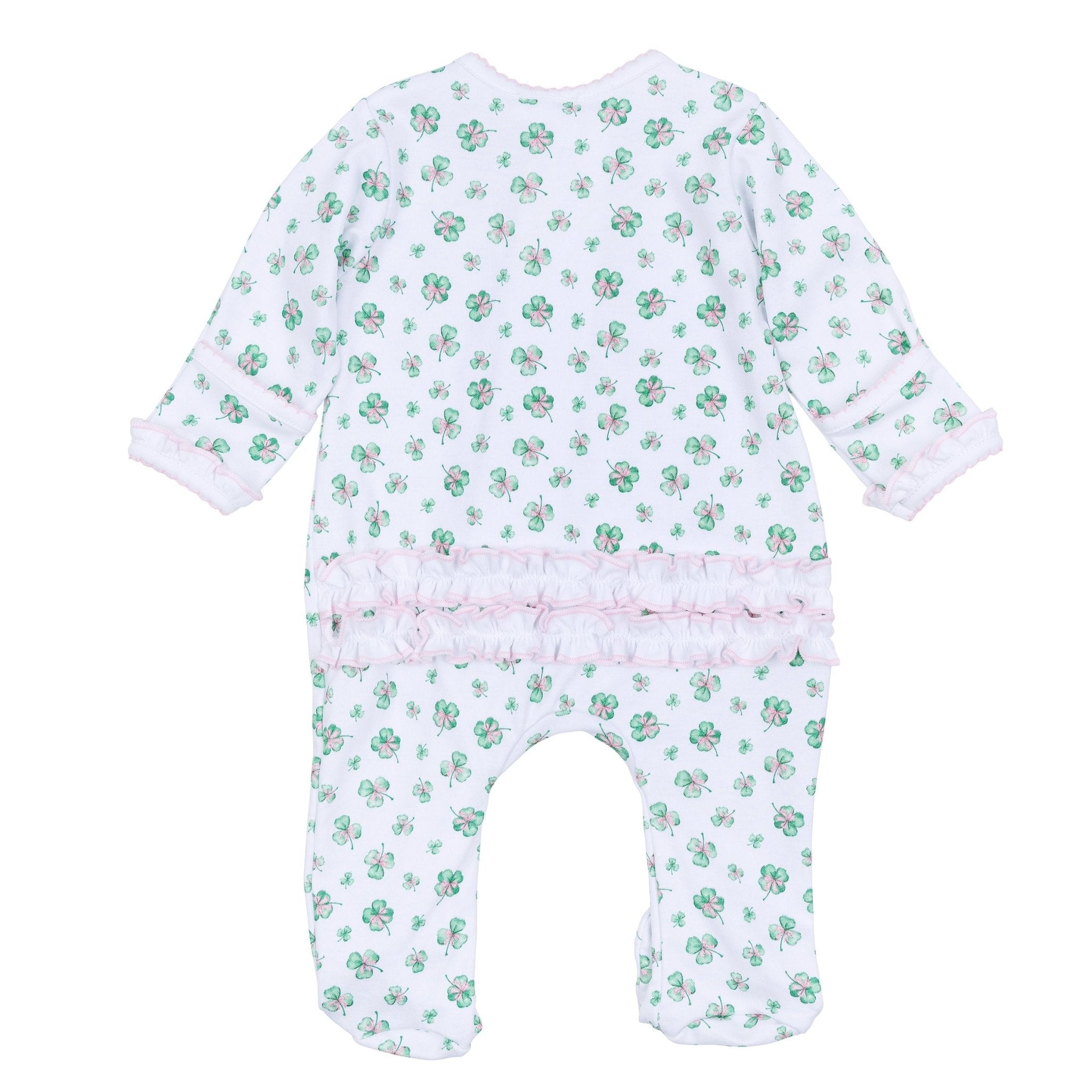 Lucky Little Ones Printed Ruffle Zip Footie - Pink - Magnolia BabyFootie