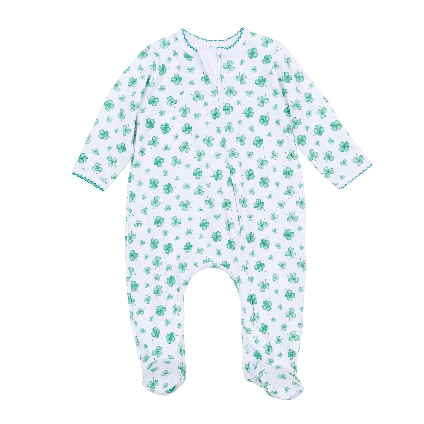 Lucky Little Ones Printed Zip Footie - Green - Magnolia BabyFootie
