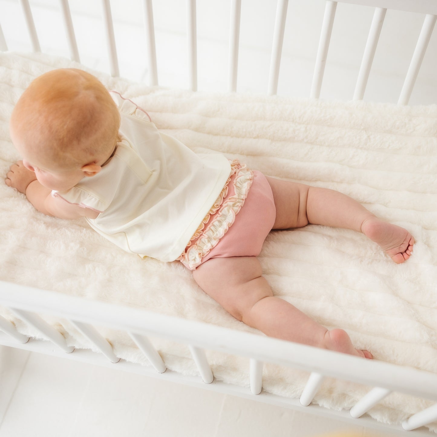 Bear Hugs Ruffle Diaper Cover Set - Dusty Rose