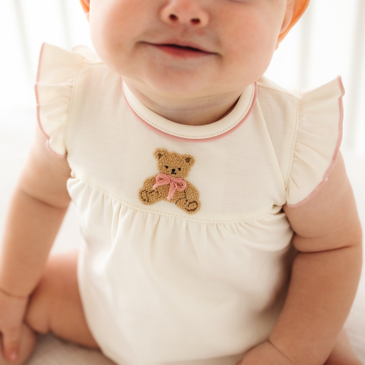 Bear Hugs Ruffle Diaper Cover Set - Dusty Rose