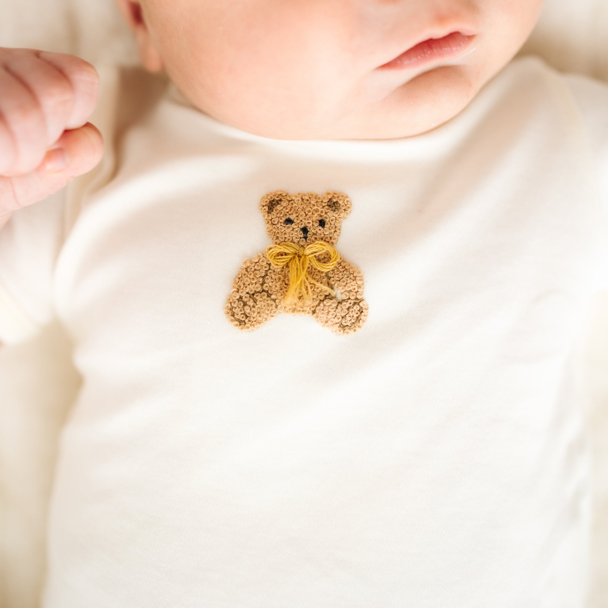 Bear Hugs Hand-Embroidered Diaper Cover Set - Ivory