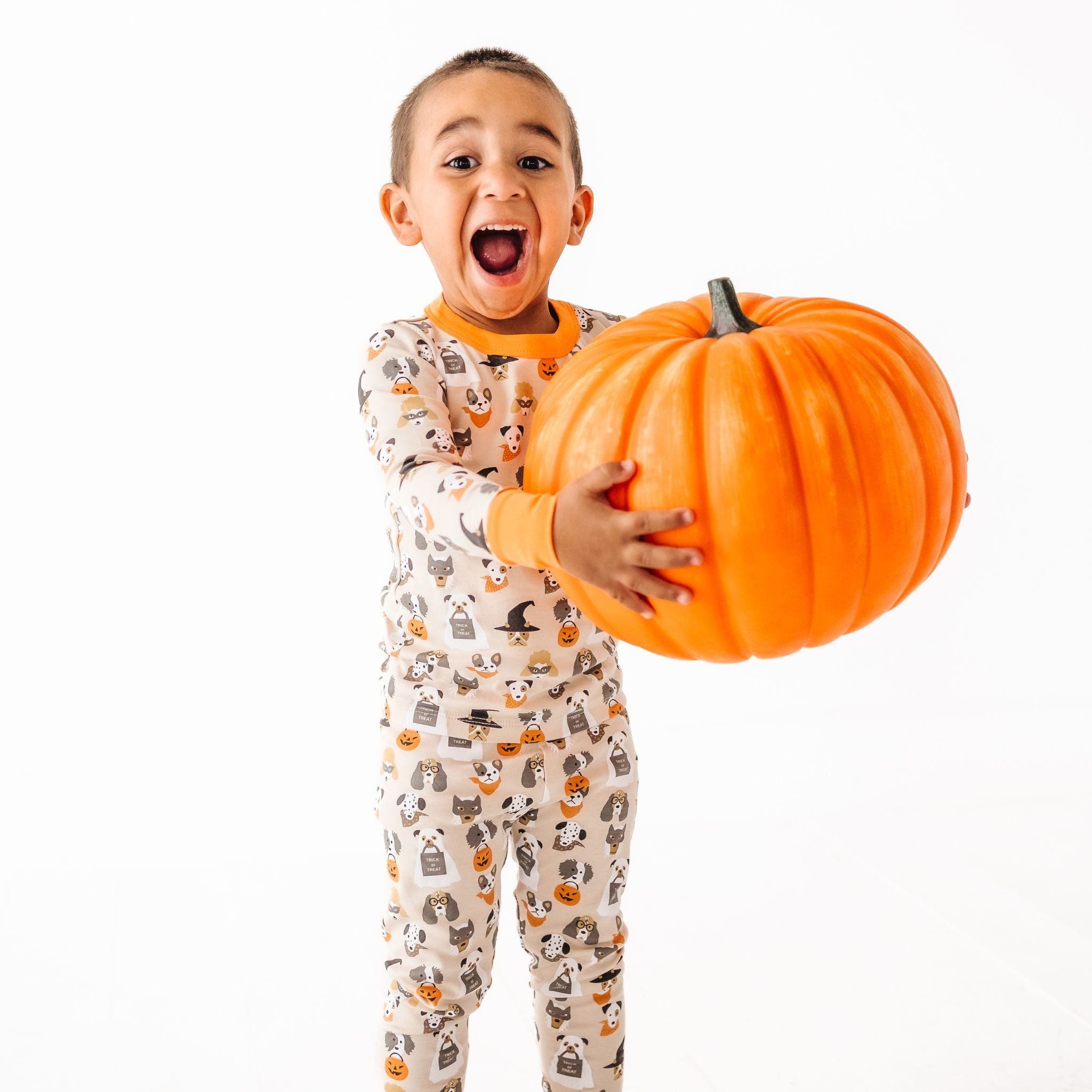 Halloween Hounds Long Pajamas - Driftwood Luna and Arlo Boy