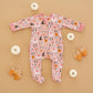 Halloween Hounds Ruffle Zip Footie - Dusty Rose Luna And Arlo Girl