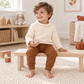 Boy Playwear Set - Ivory Sweater & Chestnut Joggers