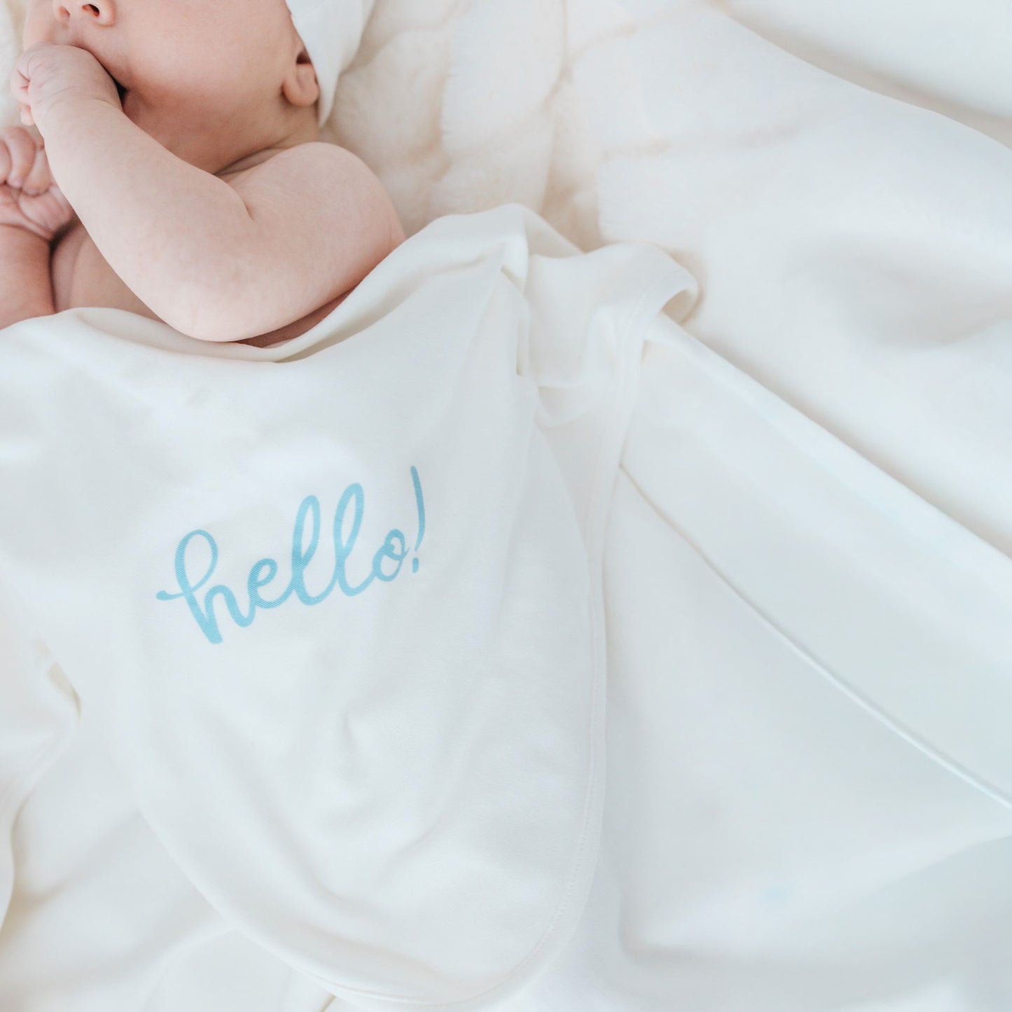 Hello! Receiving Blanket - Blue by Luna and Arlo