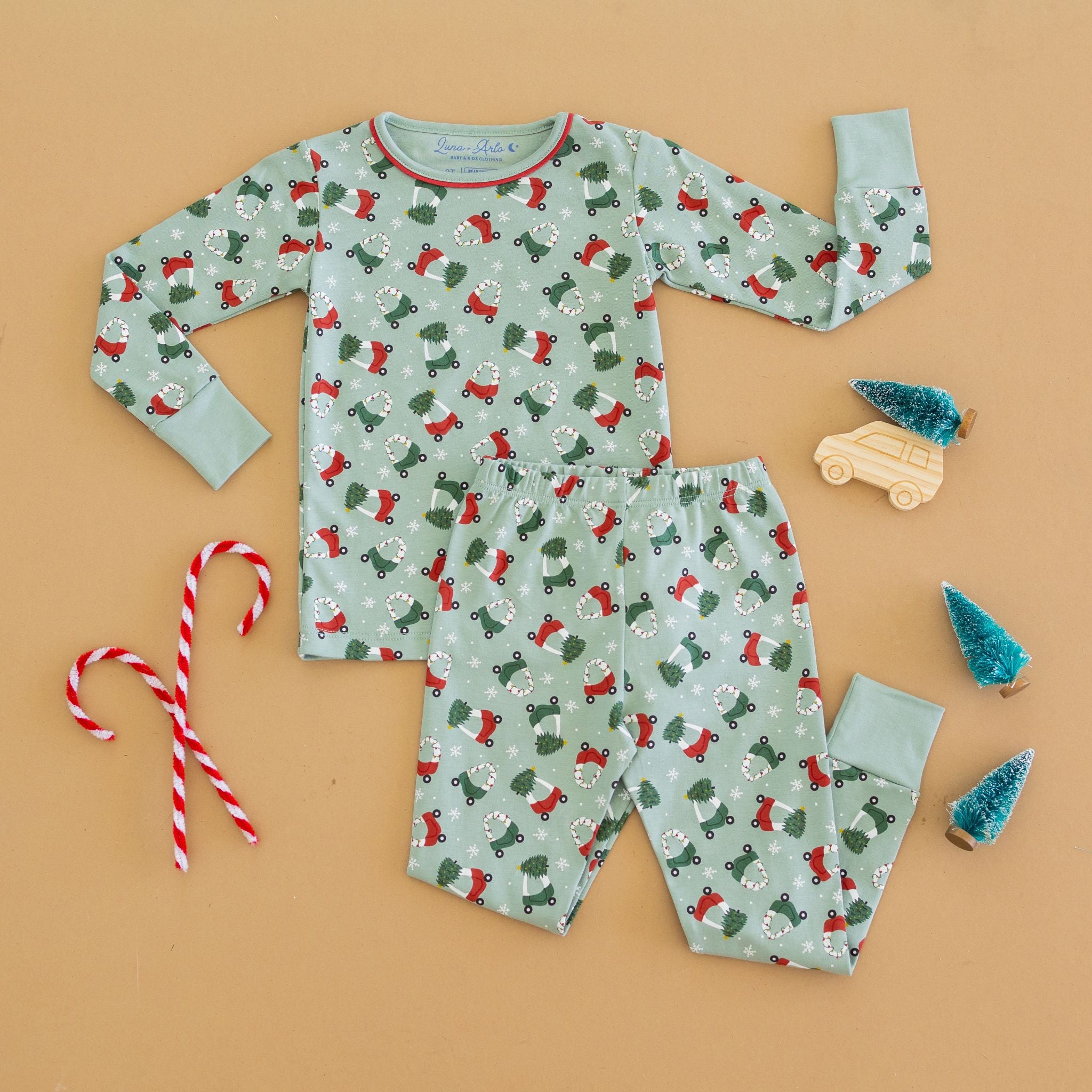 Deck the Wheels Long Pajamas - Luna and Arlo Unisex