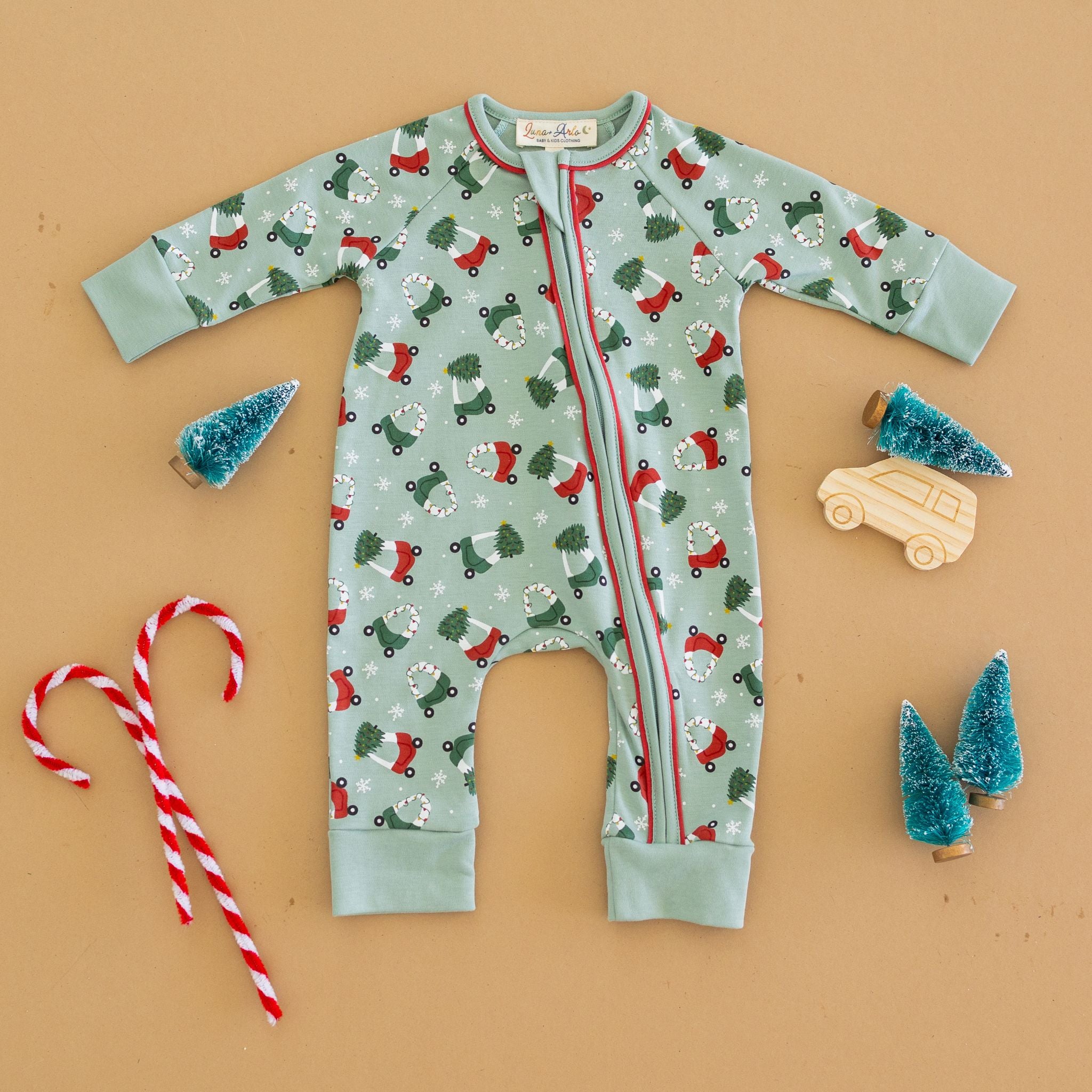 Deck the Wheels Zip Playsuit - Luna and Arlo Unisex