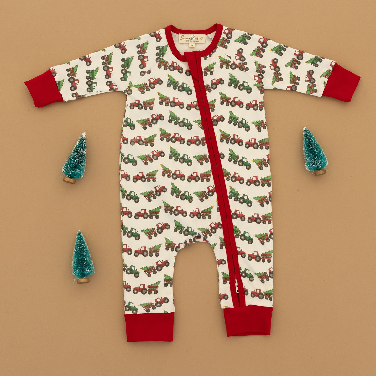 Santa's Tractor Zip Playsuit