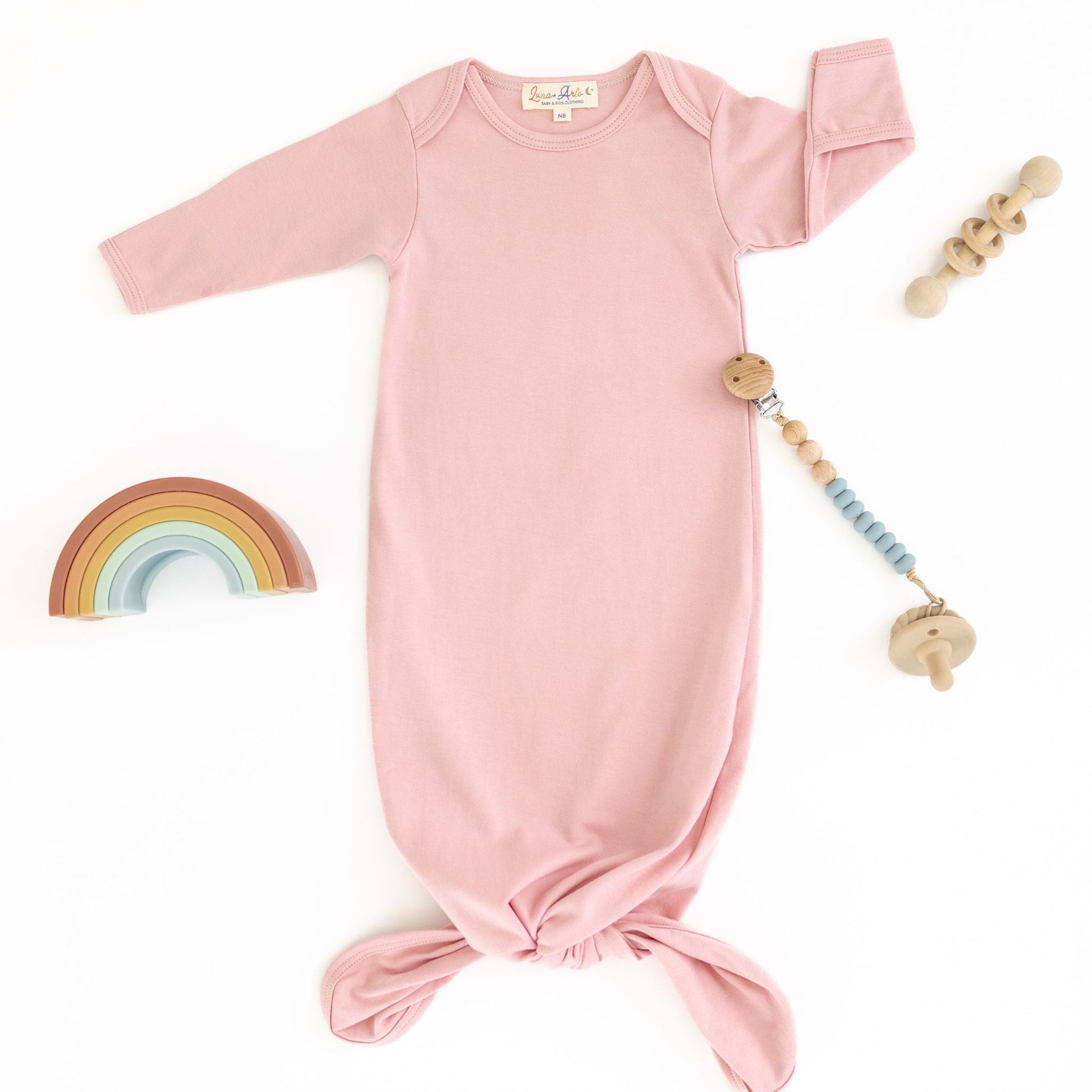Luna & Arlo Basics Gown - Dusty Rose - Magnolia BabyGown