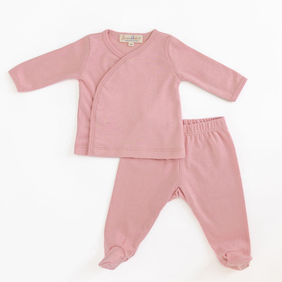 Luna & Arlo Basics Kimono Footed Pant Set - Dusty Rose - Magnolia Baby2pc Pant Set