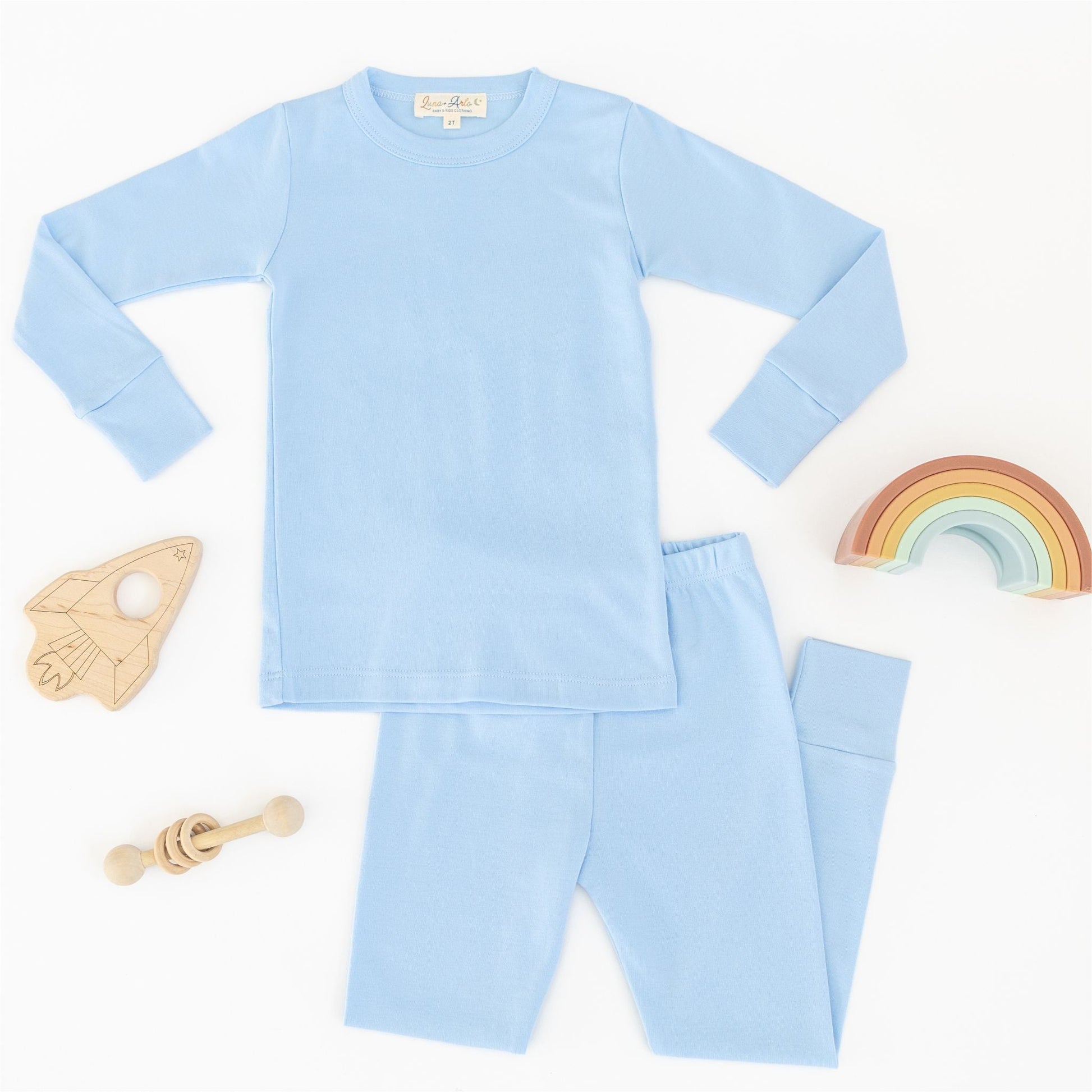 Luna & Arlo Basics Long Pajamas - Sky - Magnolia BabyLong Pajamas