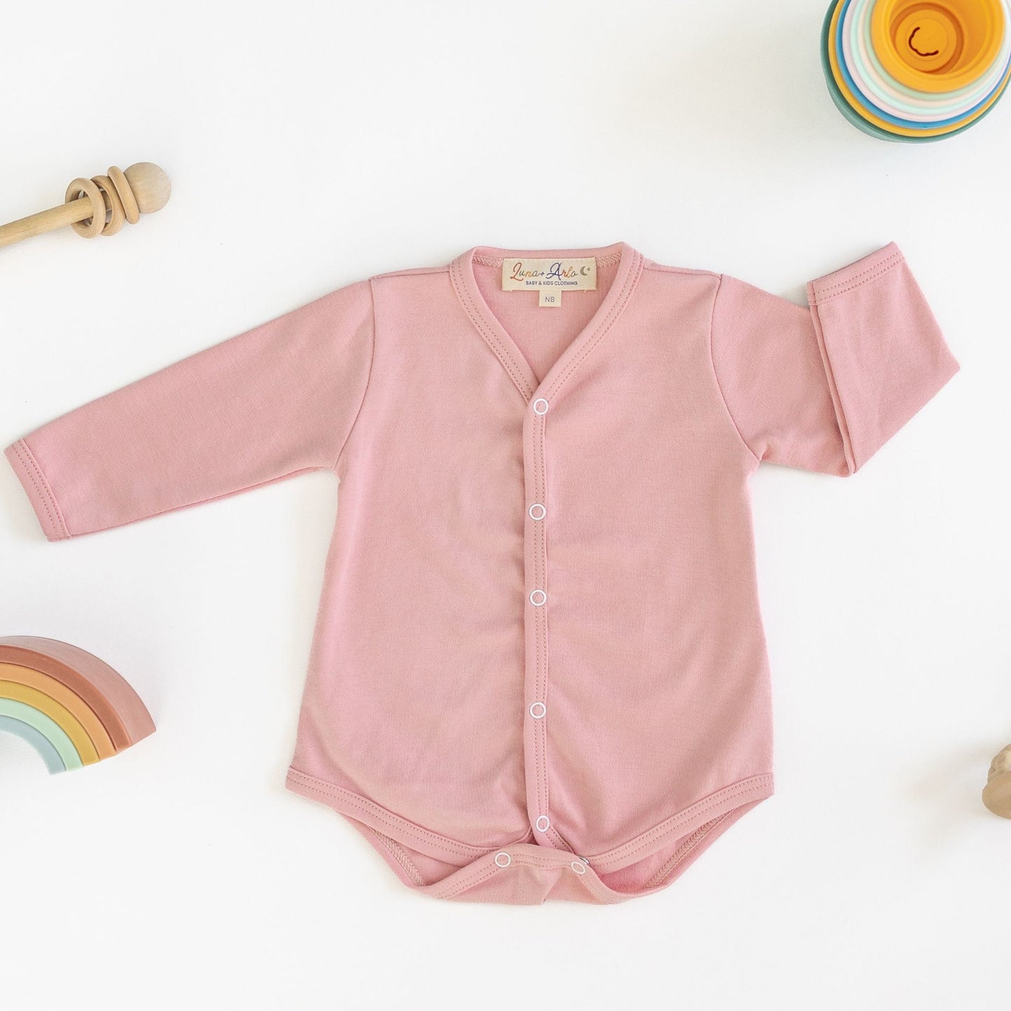 Luna & Arlo Basics Long Sleeve Bodysuit - Dusty Rose - Magnolia BabyBodysuit