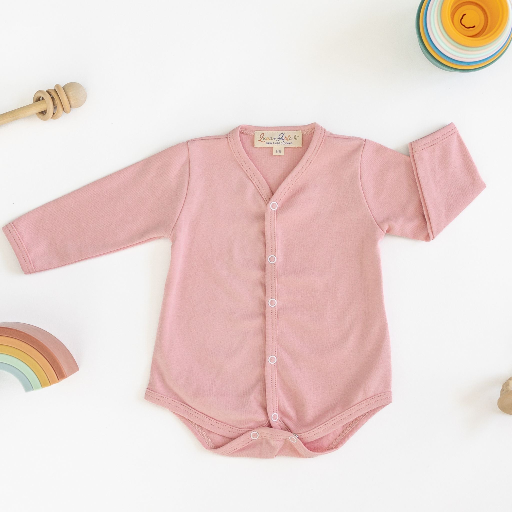 Luna & Arlo Basics Long Sleeve Bodysuit - Dusty Rose - Magnolia BabyBodysuit