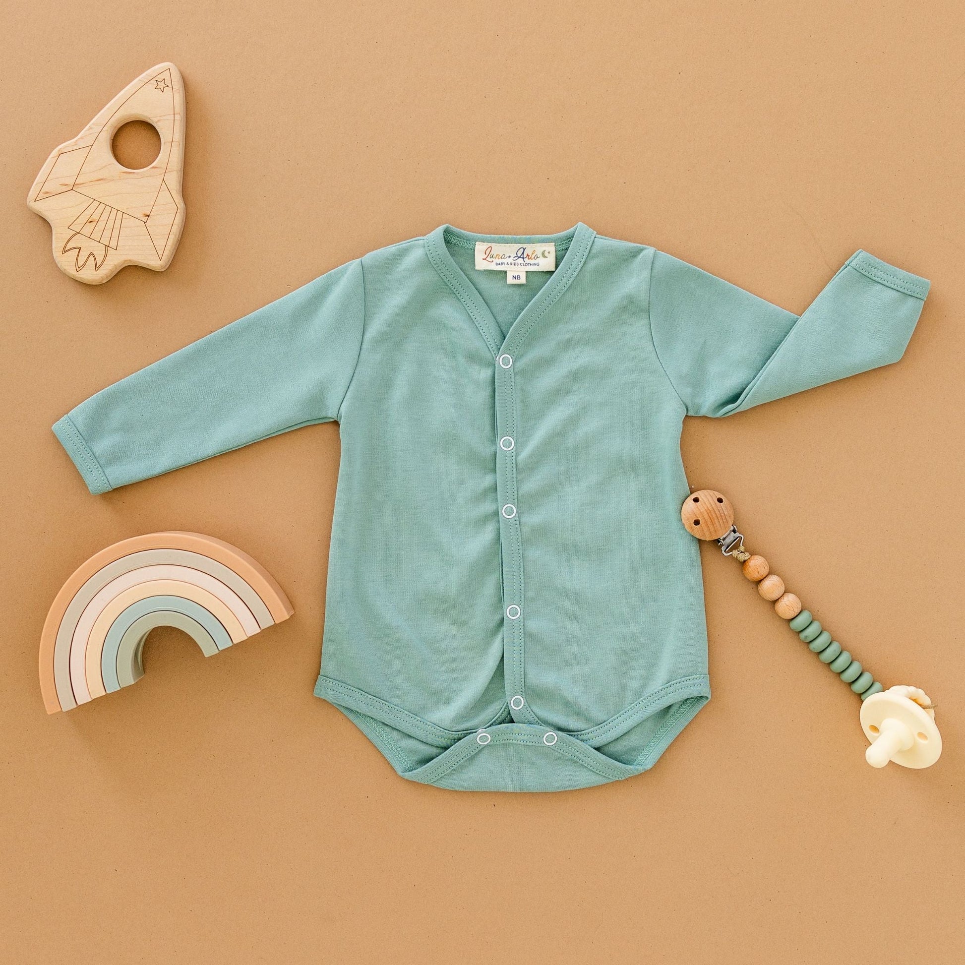 Luna & Arlo Basics Long Sleeve Bodysuit - Moss - Magnolia BabyBodysuit