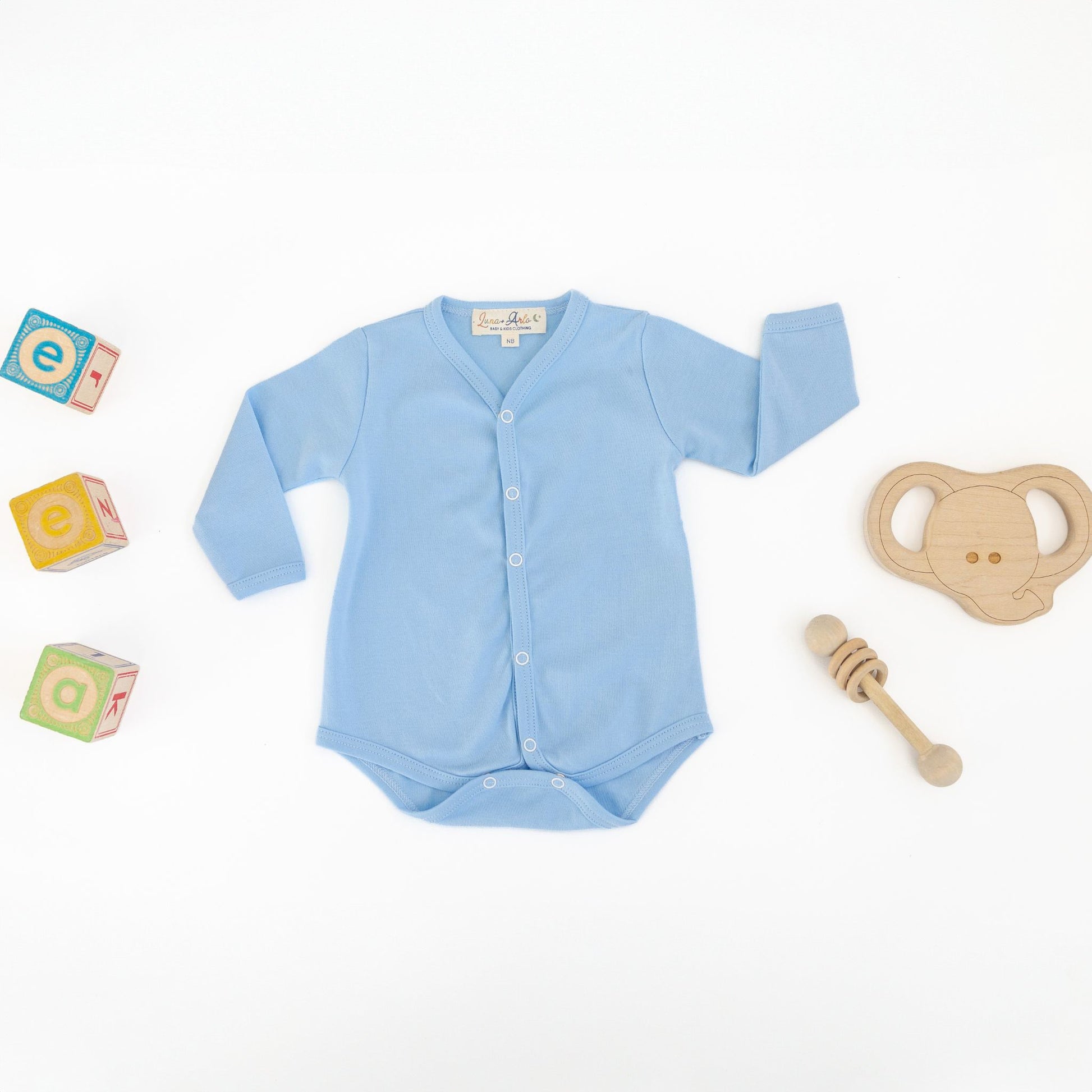 Luna & Arlo Basics Long Sleeve Bodysuit - Sky - Magnolia BabyBodysuit