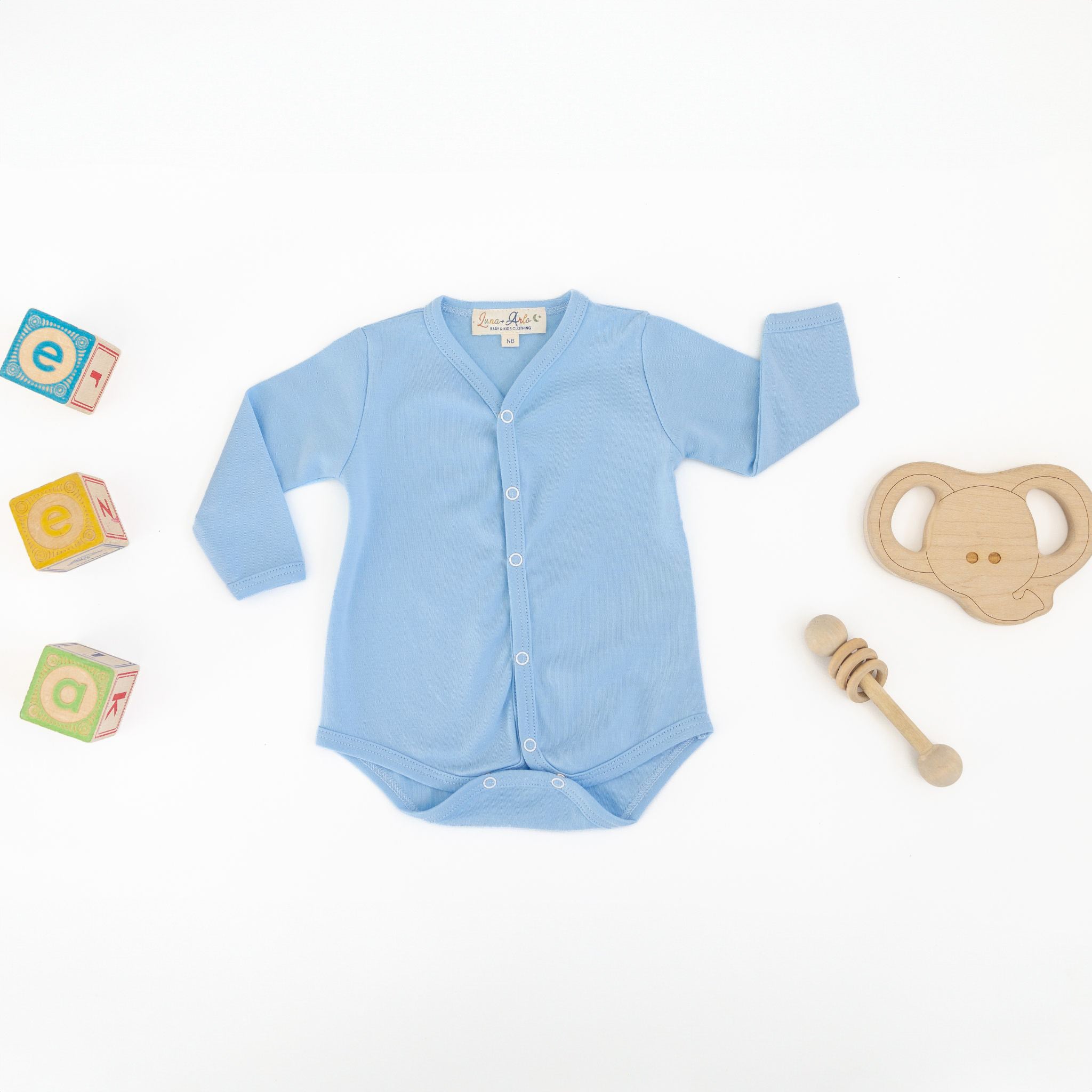 Luna & Arlo Basics Long Sleeve Bodysuit - Sky - Magnolia BabyBodysuit