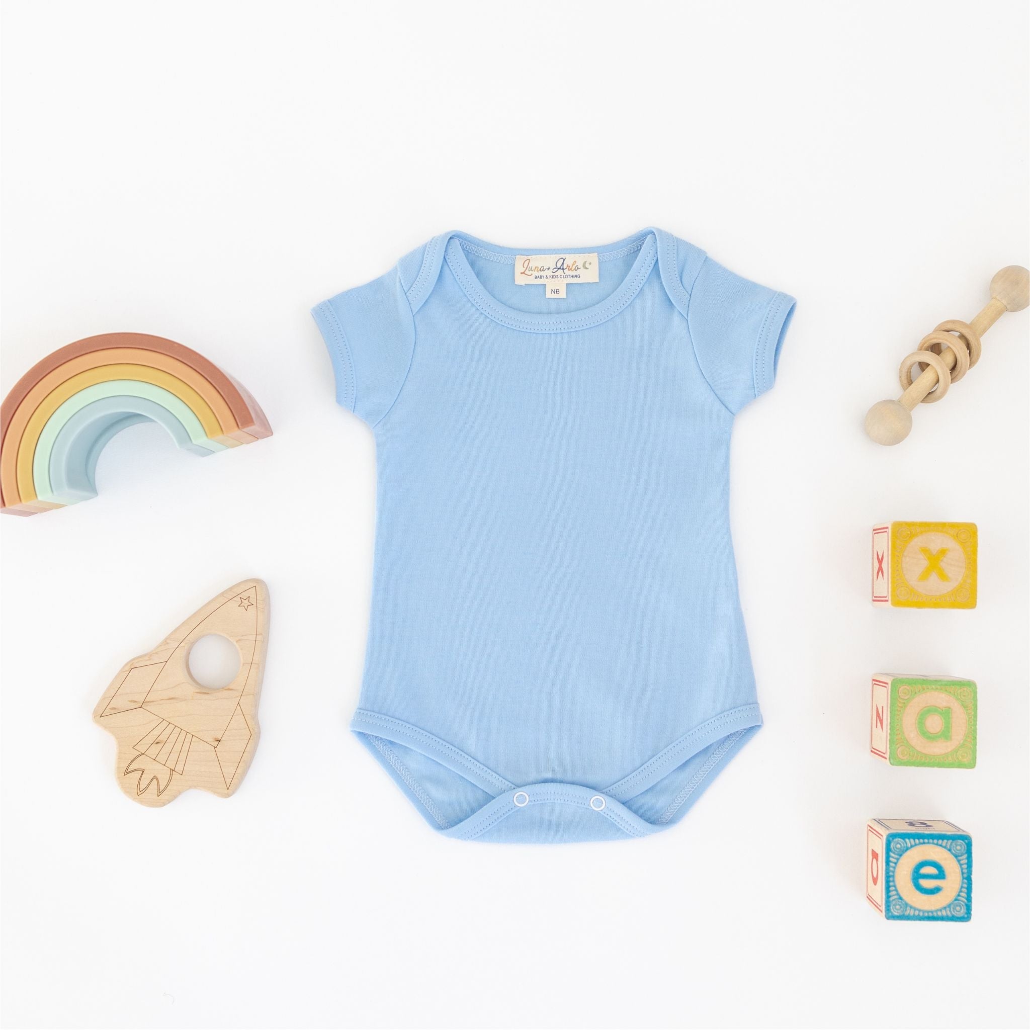 Luna & Arlo Basics Short Sleeve Bodysuit - Sky - Magnolia BabyBodysuit