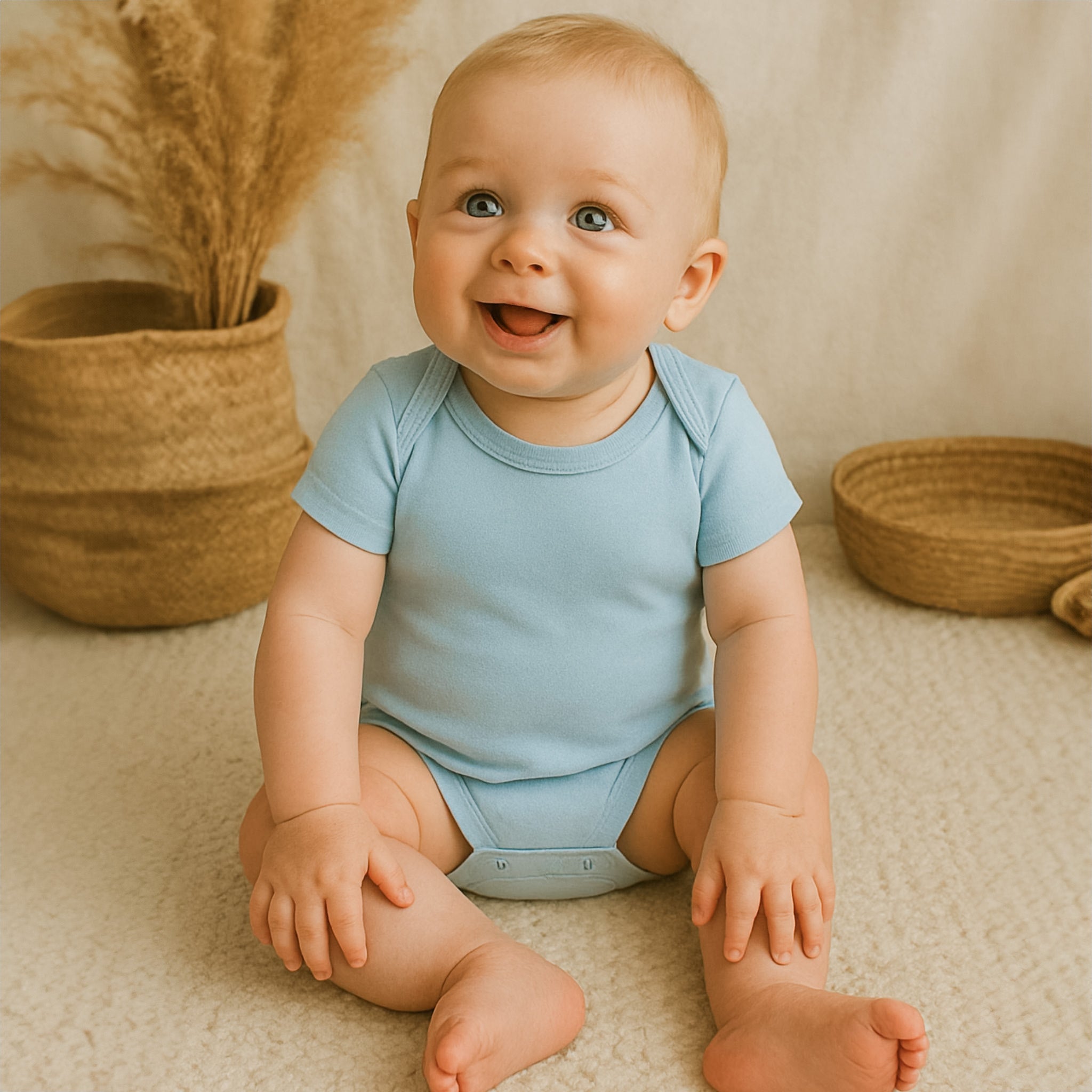 Luna & Arlo Basics Short Sleeve Bodysuit - Sky - Magnolia BabyBodysuit
