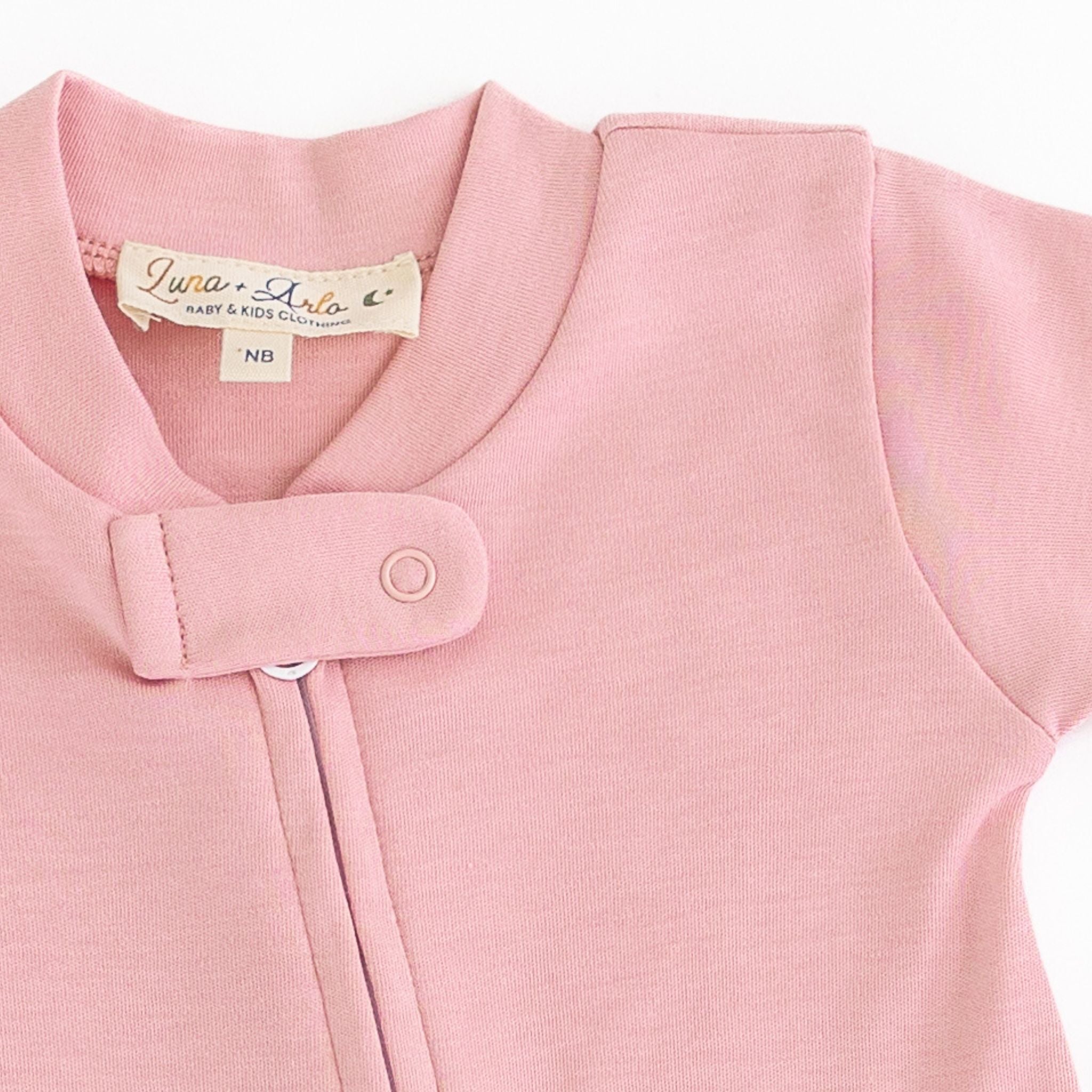 Luna & Arlo Basics Zip Footie - Dusty Rose - Magnolia BabyFootie