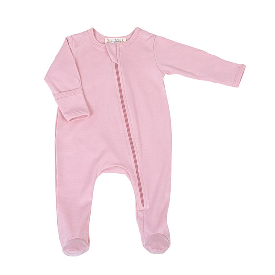 Luna & Arlo Basics Zip Footie - Dusty Rose - Magnolia BabyFootie