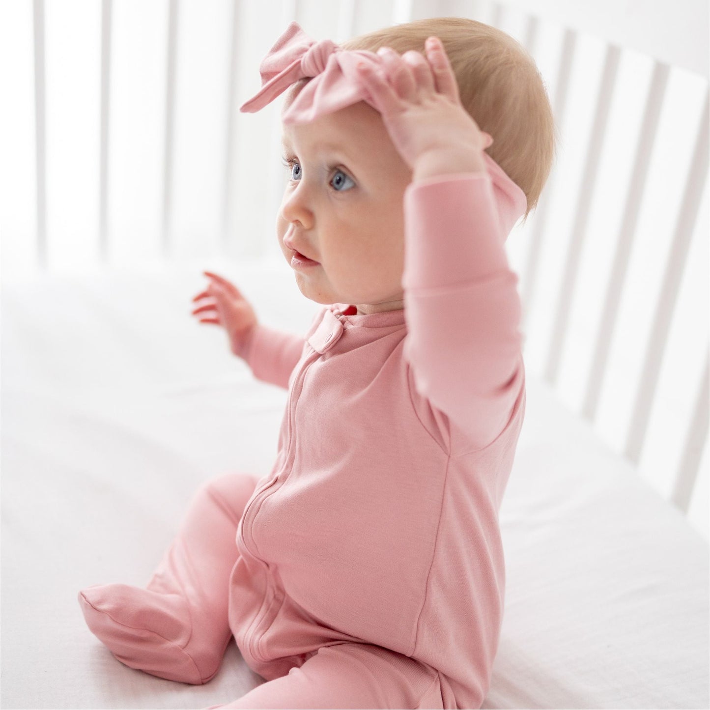 Luna & Arlo Basics Zip Footie - Dusty Rose - Magnolia BabyFootie