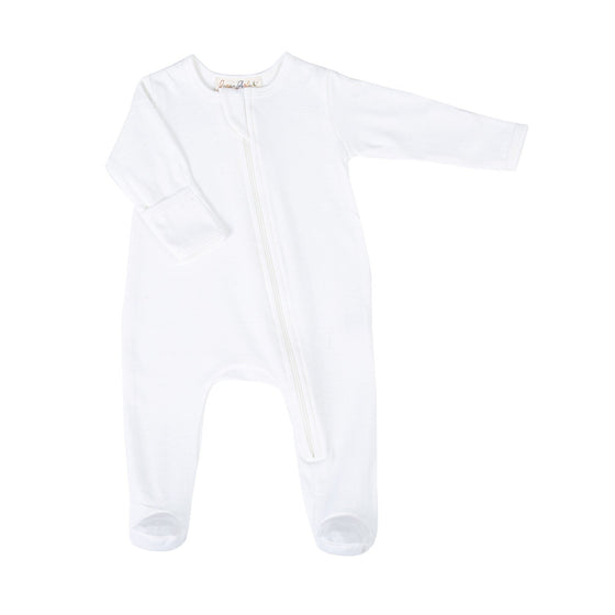 Luna & Arlo Basics Zip Footie - Ivory - Magnolia BabyFootie