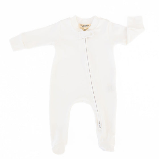 Luna & Arlo Basics Zip Footie - Ivory - Magnolia BabyFootie