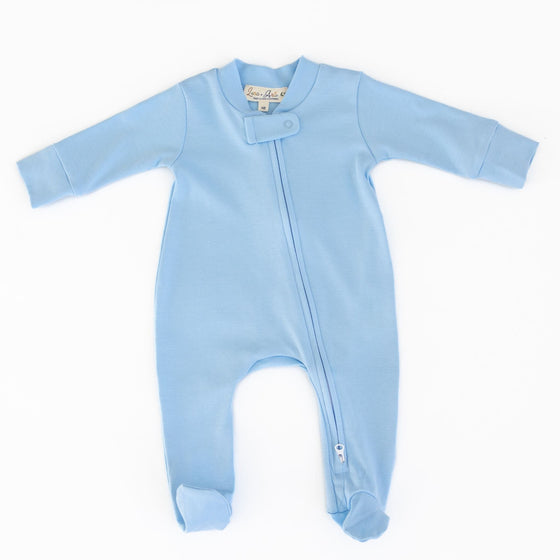 Luna & Arlo Basics Zip Footie - Sky - Magnolia BabyFootie