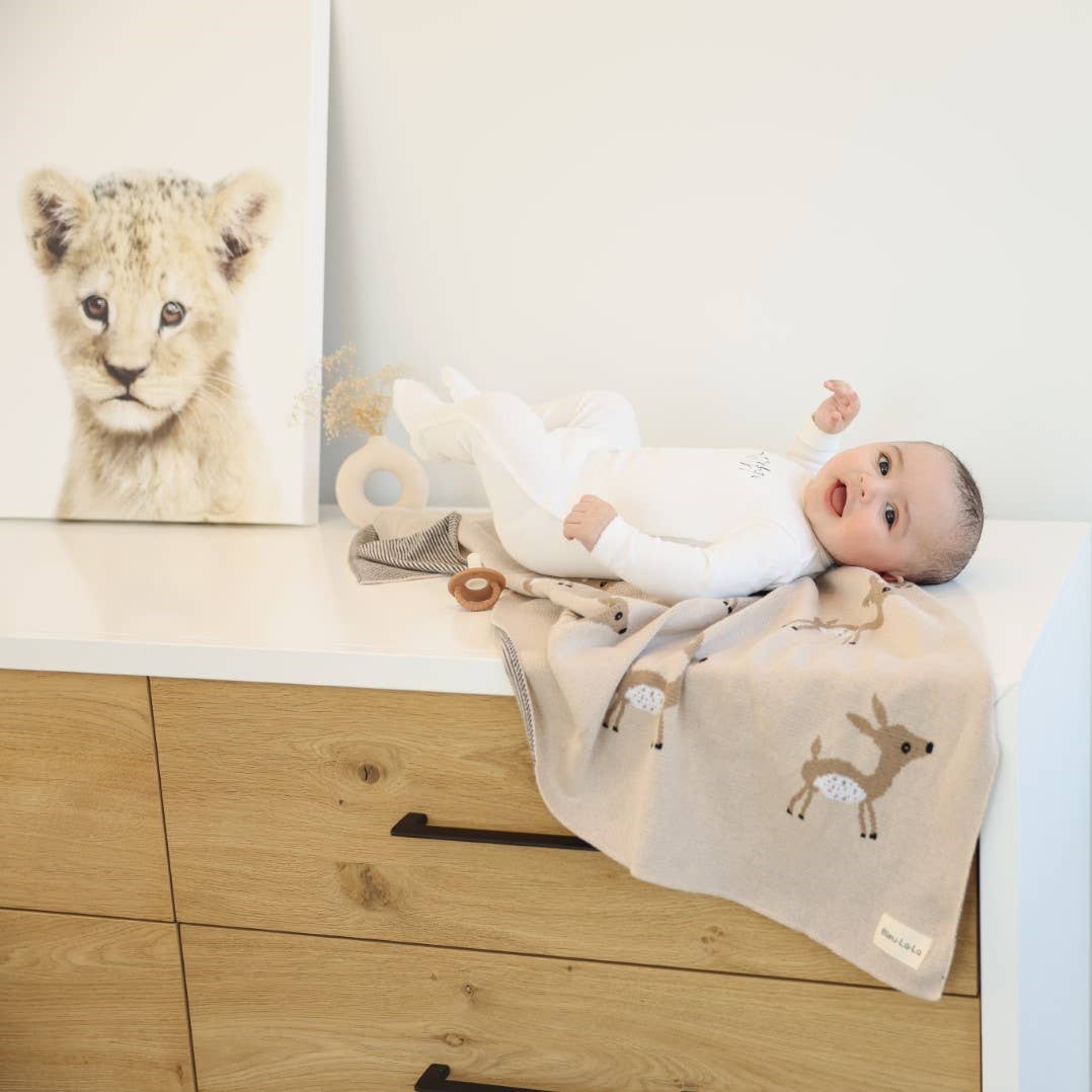 Bleu La La_Luxury Cotton Baby Blanket - Deer_5