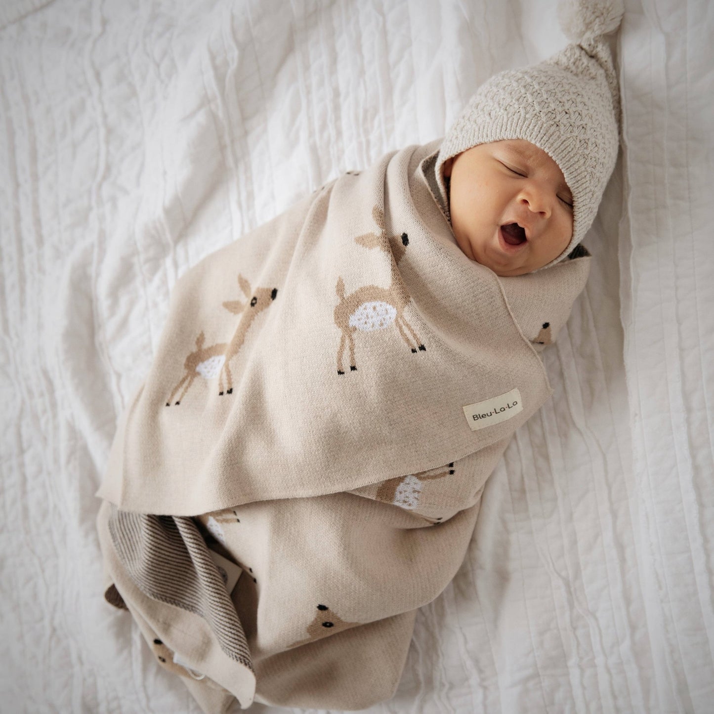 Bleu La La_Luxury Cotton Baby Blanket - Deer_3