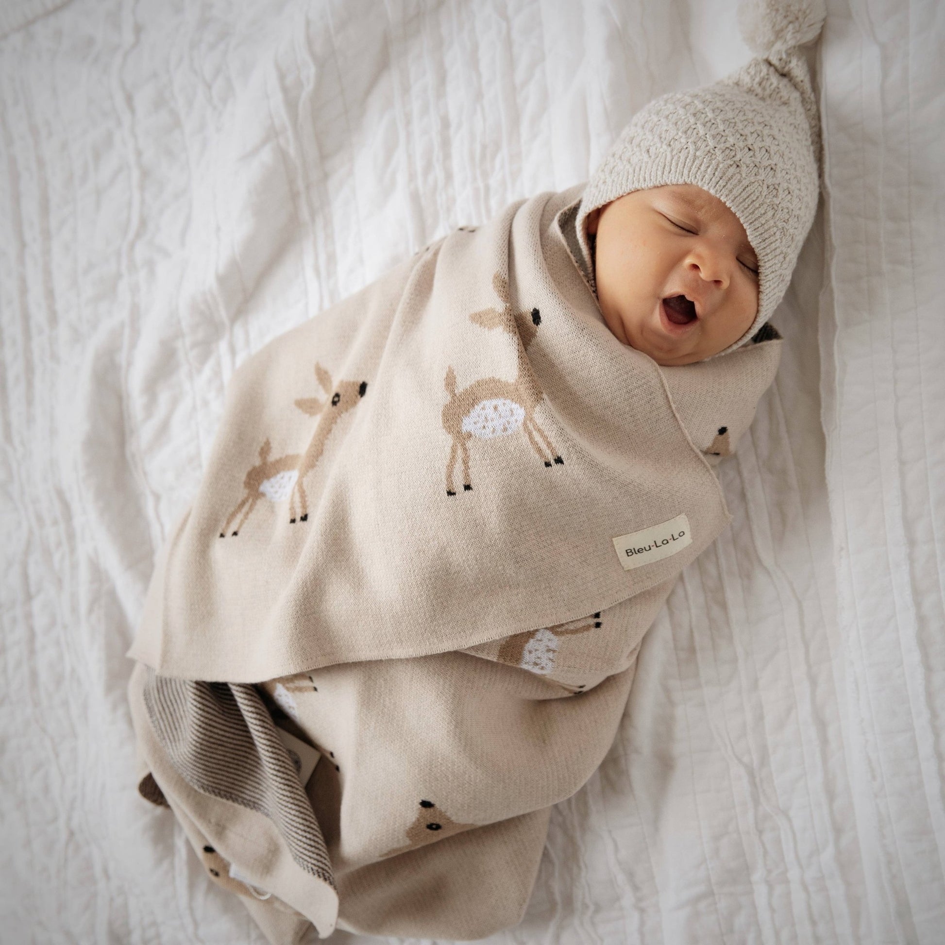 Bleu La La_Luxury Cotton Baby Blanket - Deer_3