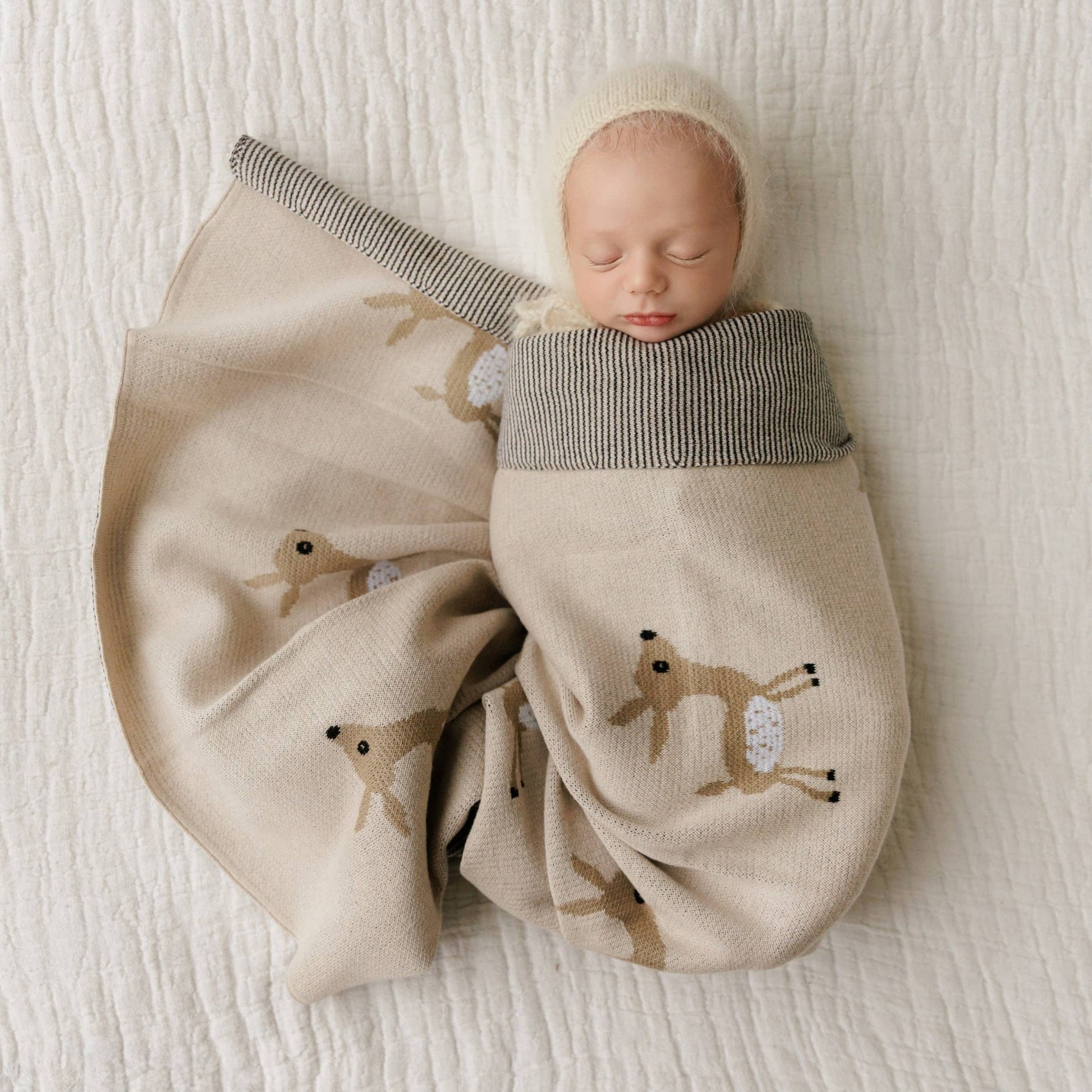 Bleu La La_Luxury Cotton Baby Blanket - Deer_1