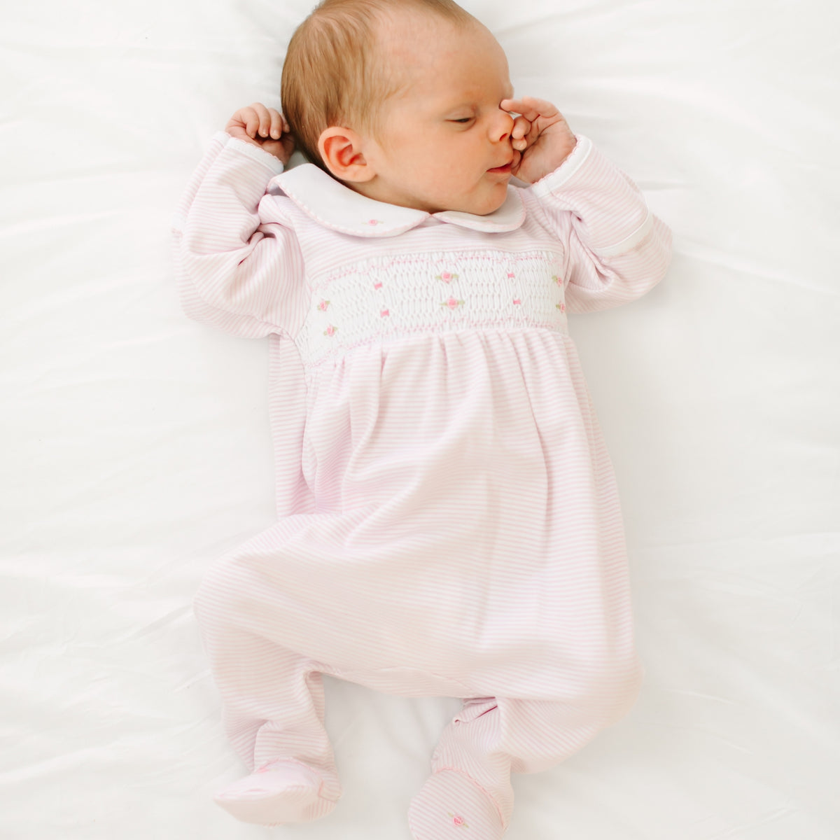Anna Smocked Footie - Pink