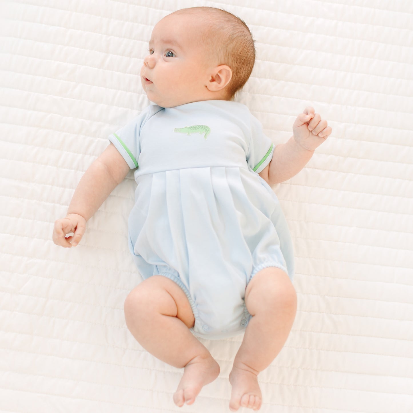 Bayou Baby Hand-Embroidered Bubble - Light Blue