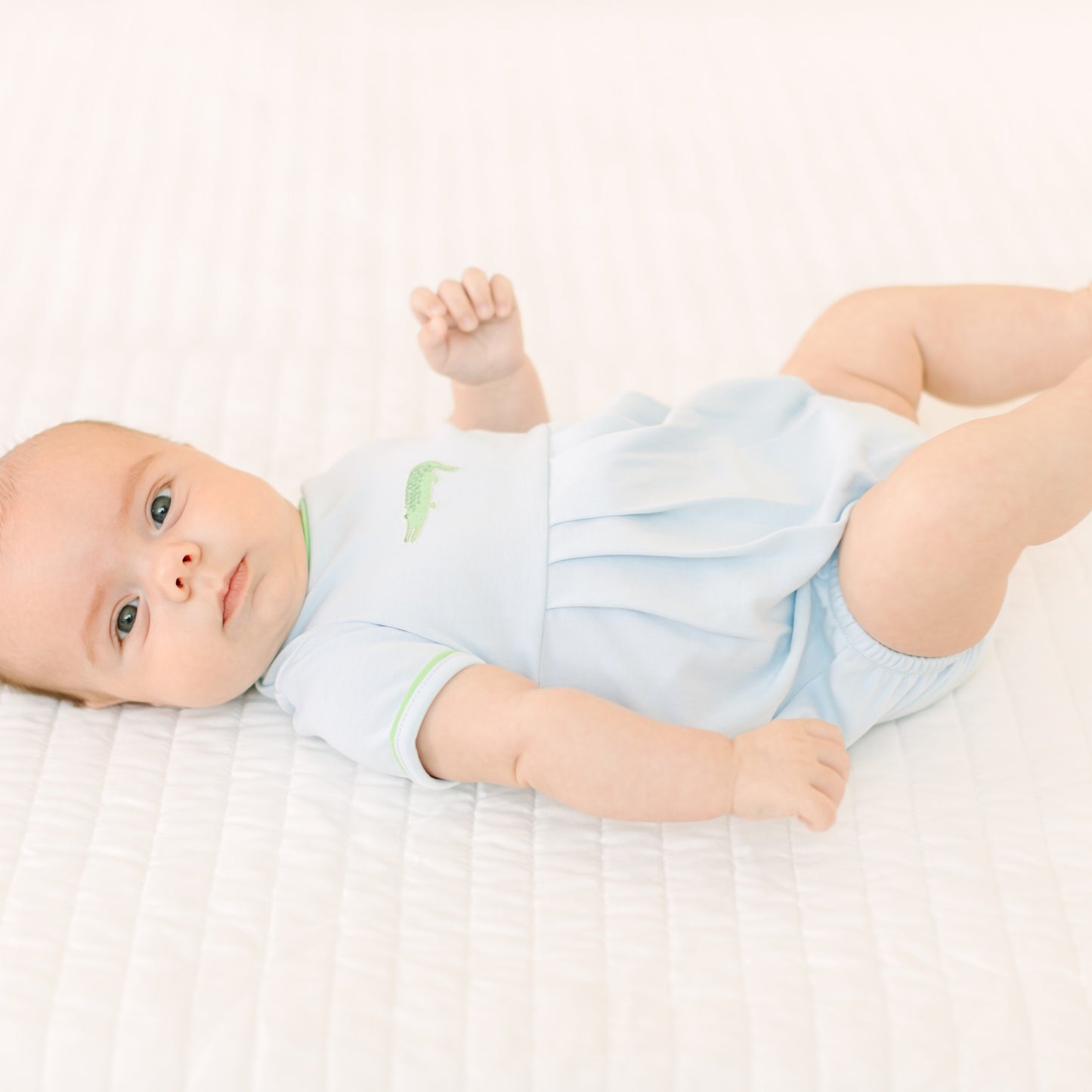 Bayou Baby Hand-Embroidered Bubble - Light Blue