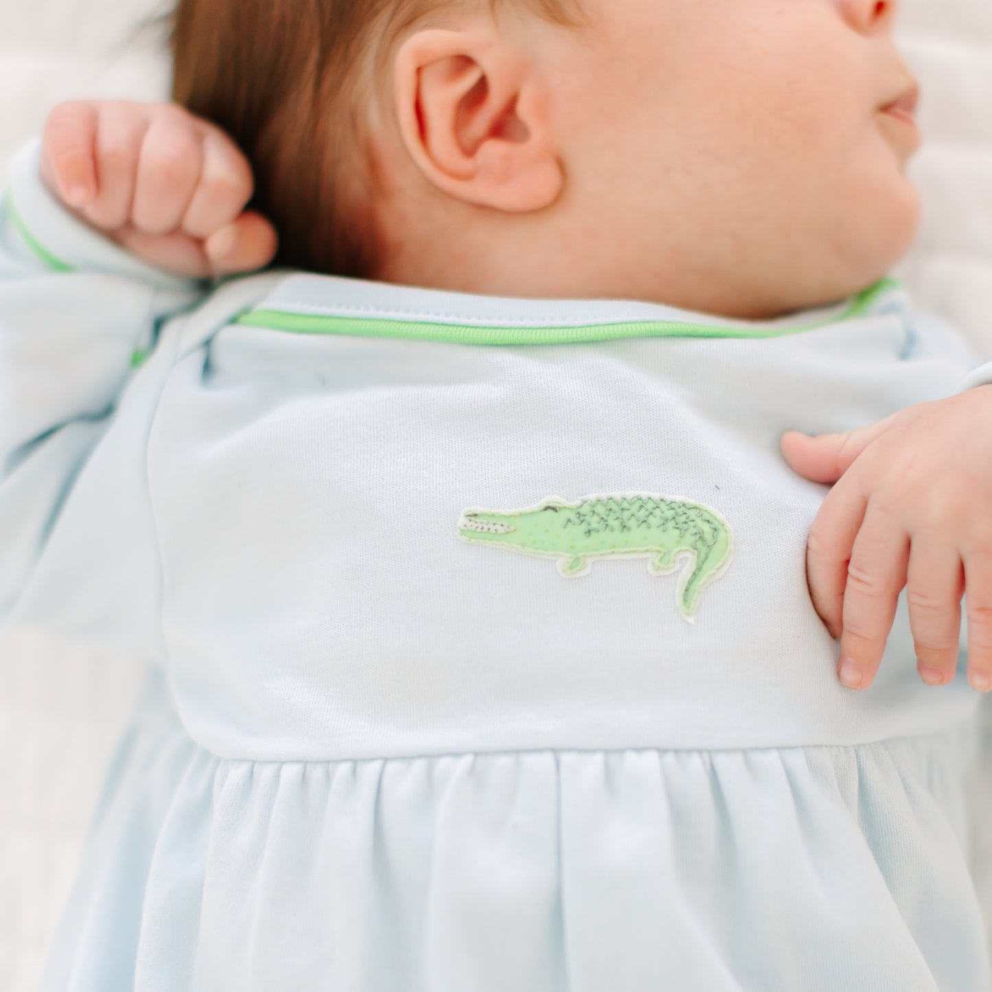 Bayou Baby Hand-Embroidered Gathered Gown - Light Blue