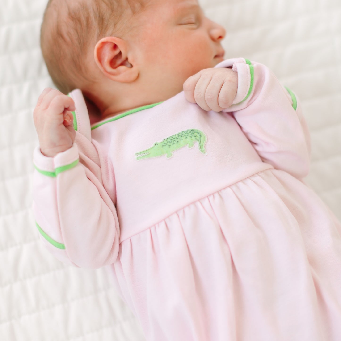 Bayou Baby Hand-Embroidered Gathered Gown - Pink