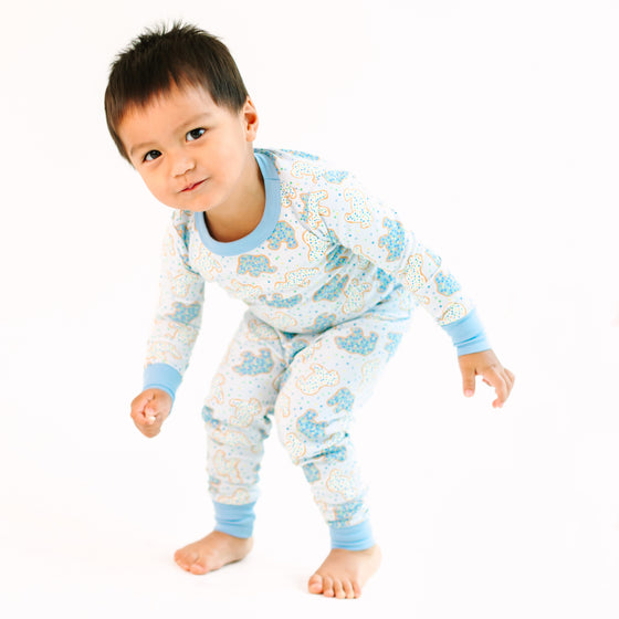 Animal Crackers Long Pajamas - Light Blue