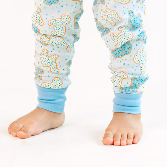 Animal Crackers Long Pajamas - Light Blue