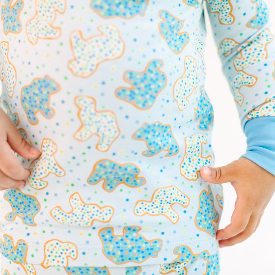 Animal Crackers Long Pajamas - Light Blue