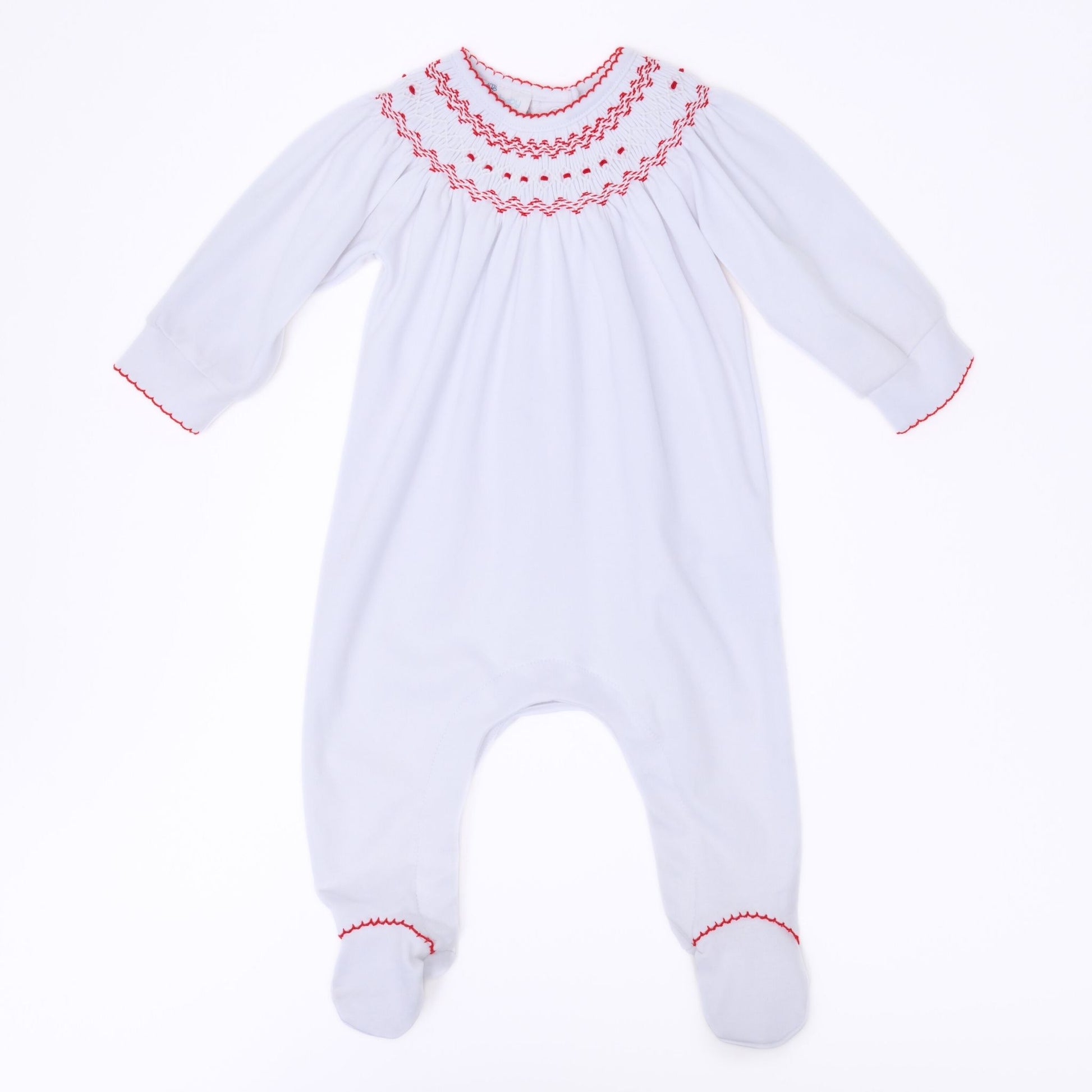 Chris Classics Bishop Footie - White Red - Magnolia Baby Boy