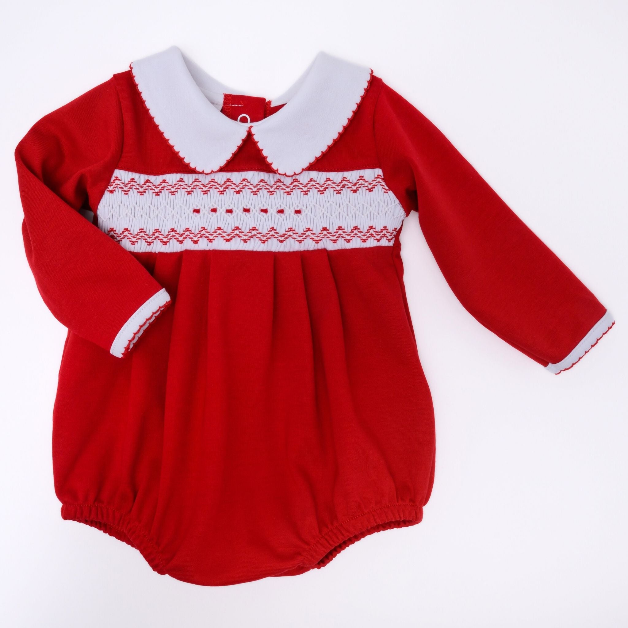 Chris Classics Smocked Long Sleeve Bubble - Red - Magnolia Baby Boy