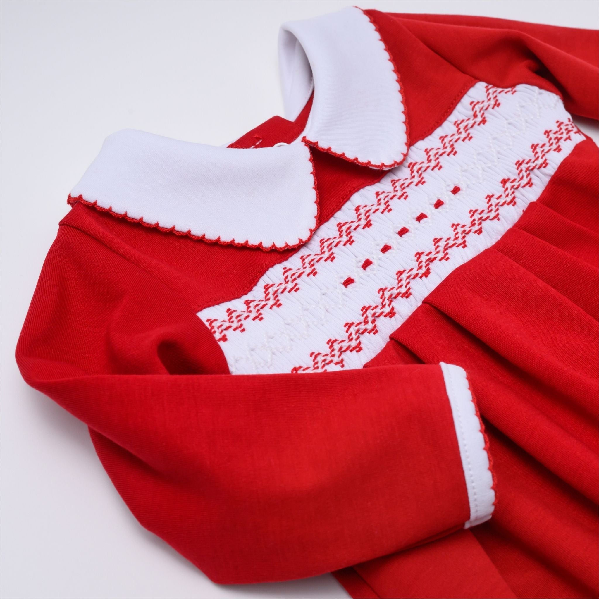 Chris Classics Smocked Long Sleeve Bubble - Red - Magnolia Baby Boy