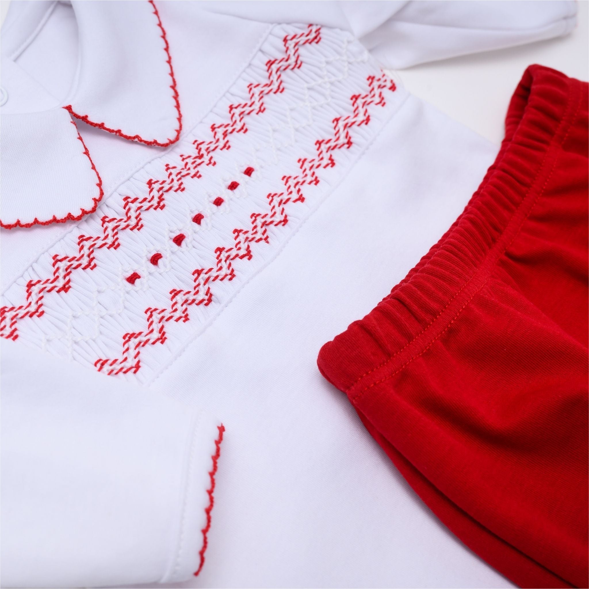Chris Classics Smocked Long Sleeve Diaper Cover Set - Red - Magnolia Baby Boy