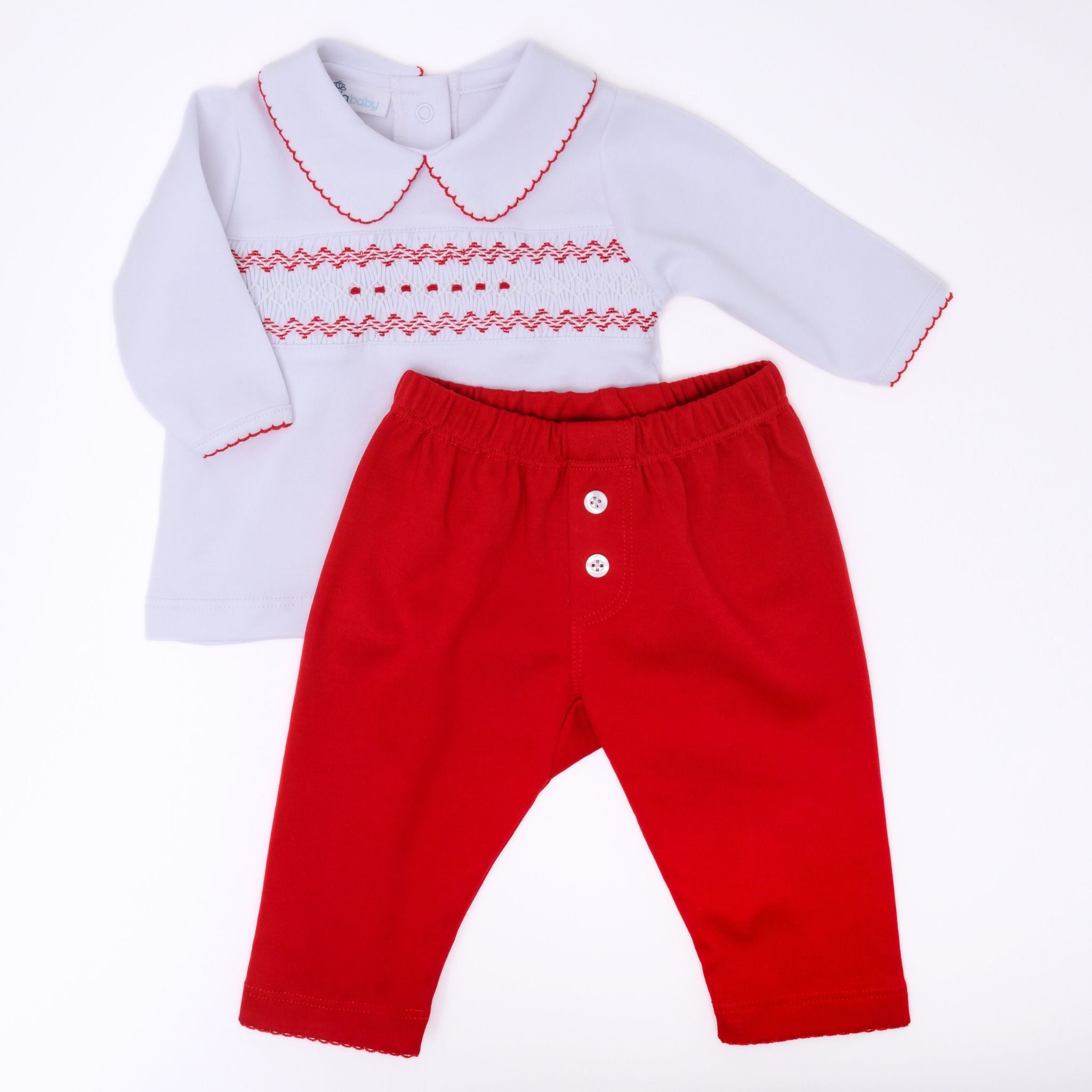 Chris Classics Smocked 2pc Pant Set - Red - Magnolia Baby Boy