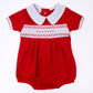 Chris Classics Smocked Short Sleeve Bubble - Red - Magnolia Baby Boy