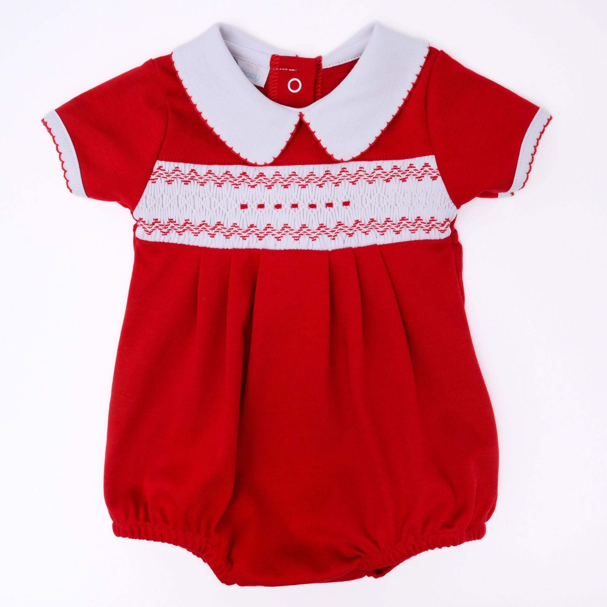 Chris Classics Smocked Short Sleeve Bubble - Red - Magnolia Baby Boy