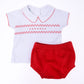 Chris Classics Smocked Short Sleeve Diaper Cover Set - Red - Magnolia Baby Boy