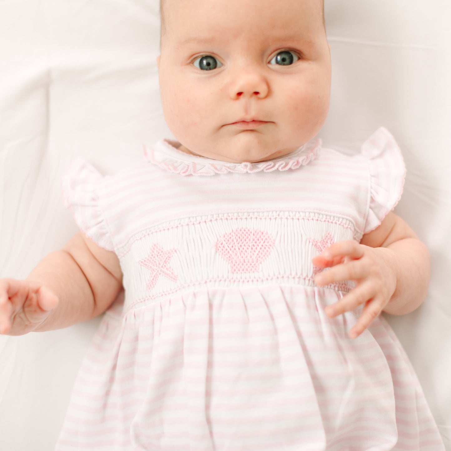 Coastal Treasures Smocked Bubble - Pink